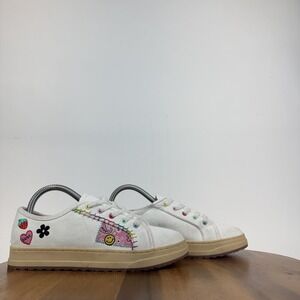 New Big Kids Steve Madden JMitzi White Canvas Casual Comfort Sneakers Size 5 Y